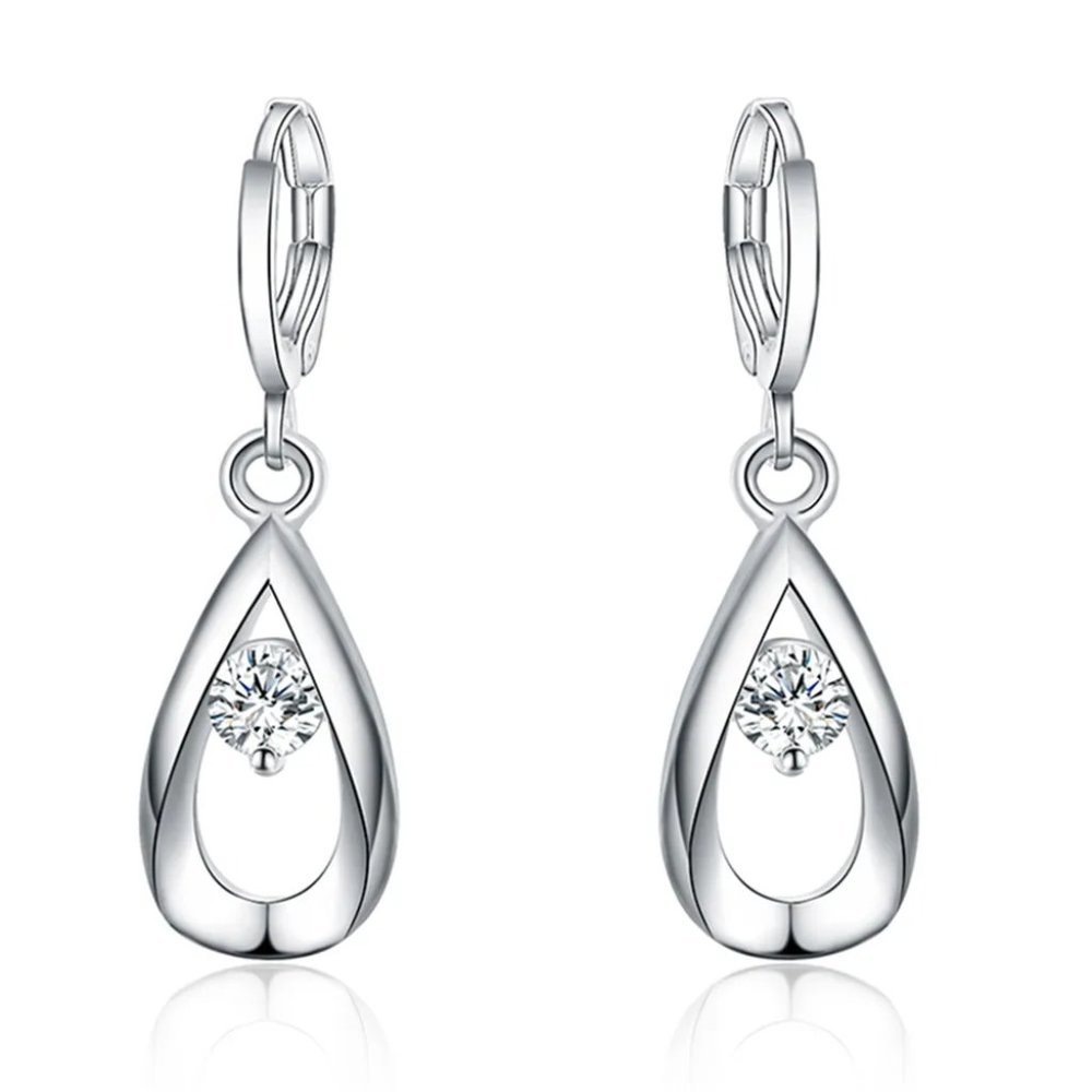 Gorgeous Sterling Silver Crystal Teardrop Earrings " Hypoallergenic " - Picture 5 of 8